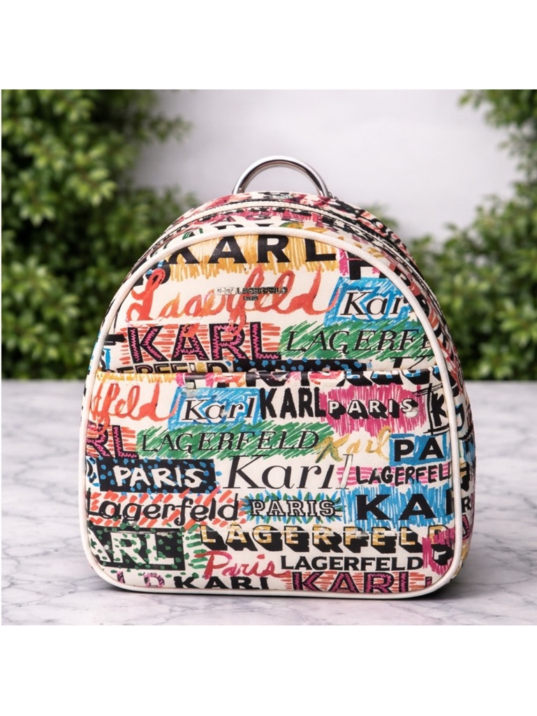 Karl Lagerfeld Multicolor Logo Print Mini Backpack